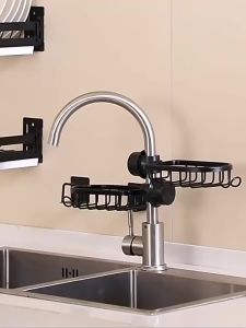Kitchen Faucet Sponge Holder Sink Caddy Organizer Over Faucet Hanging Faucet Drain Rack for Sink Organizer