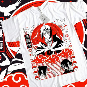 Bandai | Naruto Summer New Uchiha Bloodline Anime Printed T-shirt Mens Cotton Neutral Casual Family Set Short T-shirt Top