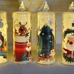 Nến Điện Tử Trang Trí Noel 15cm - KÈM 6 VIÊN PIN NÚT Đèn Led In Hình Trang Trí Giáng Sinh