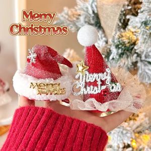 Christmas Hair Clips Santa Hat Hair Grips Barrettes Hairpins With Christmas Hat Red Party Hair Accessories For Children Gift