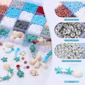 2000pcs Ocean Breeze Jewelry Making Kit Polymer Clay Beads Summer Themed Friendship Bracelets Making Kit for DIY Craft Supplies