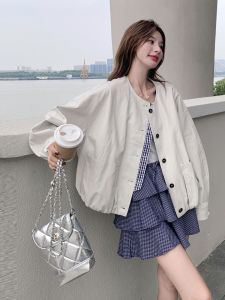 Slimming Brown Leather Jacket Womens Fashionable Simple Style PU Leather Coat High Waist Design Commute Style Long Sleeve