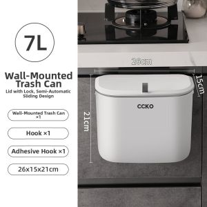 Stainless Steel Hanging Kitchen Trash Can With Lid