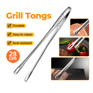 28cm Food-grade Stainless Steel Food Tongs Long Handle Non-Slip Steak Sugar Barbecue Clip Multifunctional Kitchen Cooking Tools 韩式烤肉夹