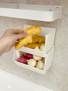 Multifunctional Wall-Mounted Garlic Onion Storage Box Kitchen Storage Rack Space Saving Ginger Garlic Organizer Luxury Style Home Use