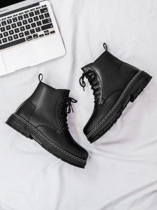 Mens 4-Season Black Patent Leather Motorcycle Boots - Classic British Style Outdoor Riding & Hiking Boots