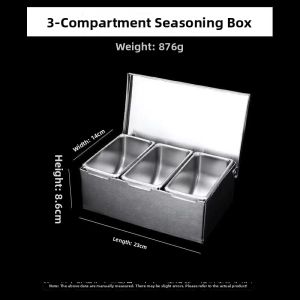 Commercial Grade Stainless Steel Large Spice Container Multi-Compartment Kitchen Salt And Chicken Essence Storage Box Moisture Proof
