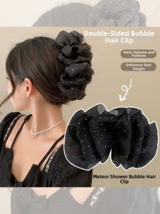 PINK EMPRESS | Black Double-Sided Large Hair Clip for Bun
