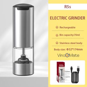 Máy xay tiêu điện nhà bếp dùng nguồn USB muối hoặc hạt tiêu máy xay tự động với đèn LED | Máy xay tiêu điện | Máy xay hạt tiêu | R5S