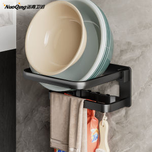 New Bathroom Sink Holder Space Saving Toilet Paper Rack Foldable No Drilling Required Double Layer Shelf Aluminum Alloy Wall Mounted
