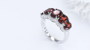 Lohaspie Jewelry Pure 4.5 Carats Solid Sterling Silver 925 Ring Original Natural Garnet Ring 925 Silver Ring Women Original Garnet Stone Red Ring For Women Silver 925 Jewelry