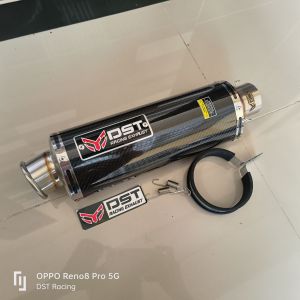 Knalpot racing original DST Racing trioval long carbon inlet 50mm silincer only knalpot racing universal