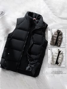 ROMON | เสื้อกั๊กผ้าฝ้ายหลวมสำหรับผู้ชาย ฤดูใบไม้ร่วง/ฤดูหนาว ใหม่ ไม่มีแขน คอตั้ง เสื้อกันหนาวหนา อบอุ่น สำหรับผู้ชาย