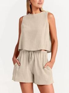 Cross-Border Fashion AliExpress Summer New Arrival O-neck Short Sleeveless Shirt Tops Wide Leg Shorts Two-piece Set Womens Clothing