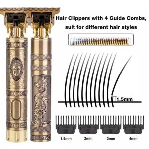 Vintage T9 Trimmer Fader Style Mens Electric Retro Buddha Head Oil Carving Professional Hair Clipper