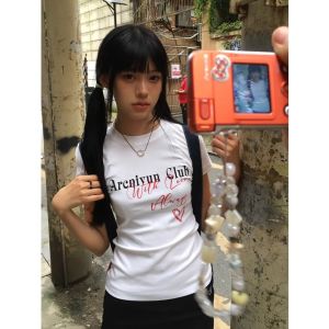 Áo Thun Cotton Tay Ngắn Màu Trắng Mùa Hè in Chữ Phong Cách Hàn Quốc Ôm Vừa Vặn Thời Trang Công Sở Đa Năng Cho Nữ