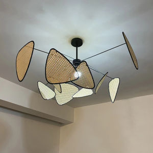 [1 Year Warranty] 80CM Retro Rattan Chandelier Living Room Bedroom Dining Room Tea Room Bar Counter Japanese Zen Decoration