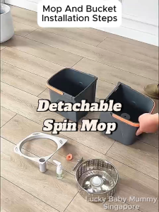 Detachable Spin Mop Set / Clean Dirty Split Water Spin Mop / Magic Clean Mop Spinner 360 Set Mop / Rainbow Culture