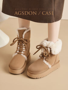 Browan Fleece Lined Thickened Short Snow Boots Womens Winter Outdoor Anti-slip Casual round Toe Booties Warm Thick Heel