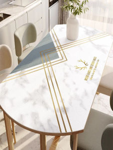 Northern Europe Long Oval Desktop Protective Pad Light Luxury Oil-Proof Waterproof Table Mat Tablecloth High Grade-Grade Dining Table Tablecloth