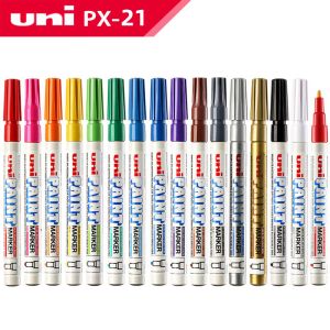 1Pc Japan UNI PX-21 Permanent Marker Pens Colored Oil Waterproof Writing for Metal Glass Fabric Tires Graffiti Paint Marker Pen