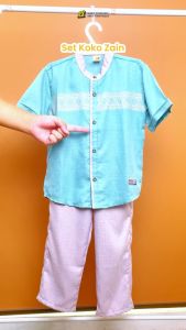 Hoofla Kids - Set Setelan Stelan Baju Koko Anak Laki Laki Cowok Pria & Celana Panjang Anak Usia 3 - 12 Tahun Lengan Pendek Hooflakids Zain