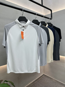 Mens Summer Breathable Quick Dry Polo Shirt Short Sleeve Flip Collar Outdoor Sports Moisture Wicking Color Block Fashion Casual