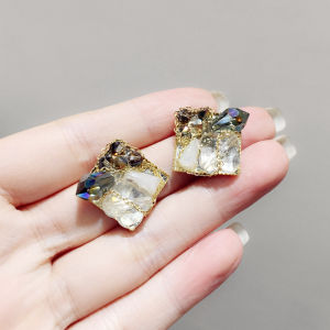 Retro Luxury Color Block Artificial Crystal Diamond Geometric S925 Silver Needle Earrings Drop Earrings Fashion Jewelry