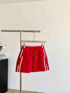 Váy Ngắn Chữ a Màu Đỏ Thể Thao Mùa Hè Cho Nữ Cạp Cao Che Hông Chống Ánh Sáng Dáng Rộng Vải Polyester Váy Ngắn