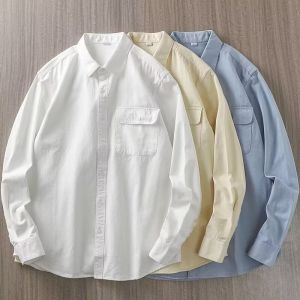 Casual Cotton Shirt Mens Fashion Simple Korean Style Pure Color Design Sensation Light Maturity All-match Coat Jacket