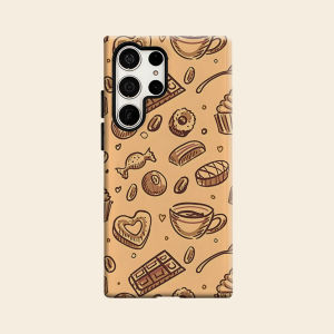 Cafe Sketch Luxury Fashion Full Lens Protective Case for Samsung Galaxy S26 S25 S24 A56 A36 Plus Ultra