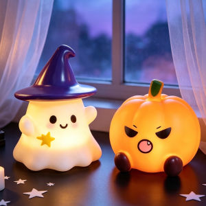 Bandai | Halloween Pumpkin Night Light Cute Cartoon LED Lamp for Kids Bedroom Cozy Bedside Sleeping Light Halloween Decor Gift