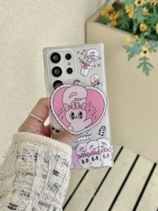 เคสโทรศัพท์แบบครอบเต็มรูปหัวใจน่ารักสีชมพูแบบดูดซับแม่เหล็กสำหรับ Samsung Galaxy S24 S23FE/S24Ultra S22/S22+/S22Ultra ป้องกันการลื่น