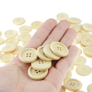 30Pcs/Set 15/20/25MM Wooden Buttons Natural Color Round 4-Holes Painted Sewing Scrapbooking DIY Buttons Sewing Accessories