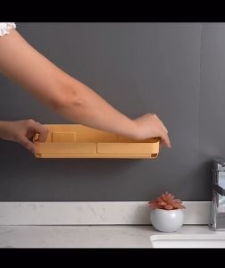 24 ชั่วโมงของสินค้า สำหรับห้องน้ำ สวยงาม 3 สี ชั้นวางและเป็นแพลตฟอร์ม เป็นเครื่องสำอาง ชั้นวางไม่เจาะและไม่ทำลายผนัง