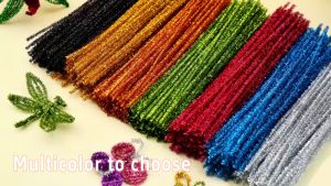 100pcs Colorful Chenille Stems Stick DIY Glitter Chenille Stems Flexible Bendable Plush Tinsel Stems