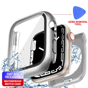 Trường hợp không thấm nước cho đồng hồ Apple 40/41/42/44/45/46/49mm với miếng bảo vệ màn hình kính cường lực 360 bảo hiểm đầy đủ vỏ bảo vệ cho Apple Apple xem siêu 3/2 loạt 11/10/9/8/7/SE/6/5/4