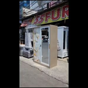 (SUDAH RAKIT) Lemari Baju Besi 2 Pintu Sliding / Anti Rayap Jamur Air Banjir/ Lemari Pakaian