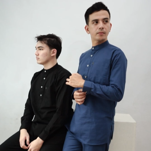Katsae - Koko Pria Dewasa Setelan Baju celana Muslim Hazem | Set Kemeja Koko Kurta Premium Warna Grey