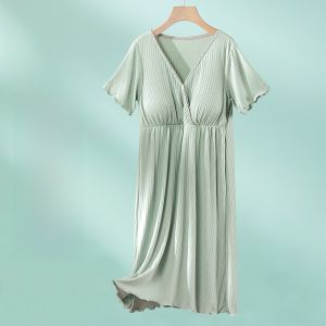 Váy Ngủ Cho Bà Bầu Mùa Hè Mỏng Cho Bà Bầu Cỡ Lớn Cho Bà Bầu Bú Ống Dài Mùa Hè Thường Ngày Bằng Vải Modal