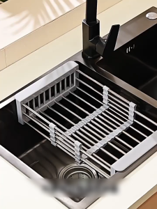 Giá phơi bát đĩa có thể kéo dài rổ rửa bát nhà bếp thép không gỉ dày dặn có thể điều chỉnh
