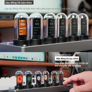 Đồng Hồ Kỹ Thuật Số Đèn Neon Với Màn Hình Màu IPS 6 Chế Độ Báo Thức 12 Hình Ảnh Tùy Chỉnh Điều Khiển Qua Web Không Cần Ứng Dụng Để Bàn & Để Bàn Làm Việc