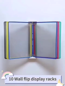 Wall-Mounted A4 Flip File Rack Standard A4 Homework Guide Book Display Folder High Transparent PVC Wall Mount Document Organizer 5 Pages 10 Pages Optional For Factory Workshop Catering Milk Tea Shop Mall Hospital Hotel Office SOP Menu Notice List