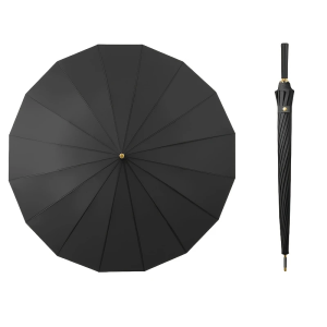 Large Size Automatic Long Handle Umbrella 16 Ribs Leather handle - Windproof Shockproof Business Umbrella Compact Durable Golf Umbrella with Buckle