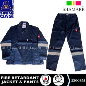 SHAMARR FIRE RETARDANT WORKING JACKET & PANTS NFPA2112 (FR) NAVY BLUE | PPE SAFETY WORKING JACKET AND PANTS (SIRIM)