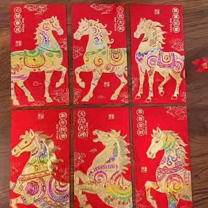 6Pcs Money Envelope Horse Year Red Envelope Cartoon Zodiac Chinese New Year Red Envelope Bag 马年红包