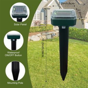 Solar Ultrasonic Rat Repellent Built-in Buzzer Outdoor Ultrasonic GardenLawn LED Electronic Breeding snake Repellent
