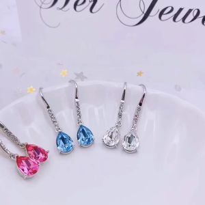 Her Jewellery Dew Drop Earrings (White) - Luxury Crystal Embellishments plated with 18K Gold