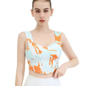 เสื้อกั๊กโยคะผู้หญิงแบบมีแผ่นรองหน้าอก แห้งเร็ว ระบายอากาศได้ดี พิมพ์ลายสปอร์ตฟิตเนส วิ่ง ยูนิเซ็กซ์ เสื้อชั้นใน ฤดูใบไม้ผลิและฤดูร้อน