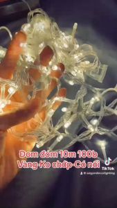 (Dùng Điện-Hàng loại tốt) Đèn Led Trang Trí Đom Đóm 10 Mét 100 Bóng Fairy Light Ánh Vàng Nắng Có Phích Nối